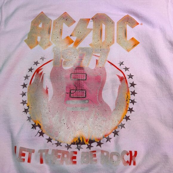 AC/DC Let There Be Rock 1977 Pink Sweatshirt Women’s Small Crewneck Pullover - Picture 7 of 10